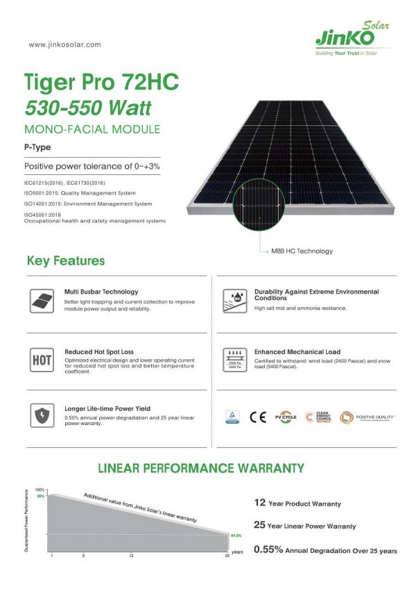 pin jinko solar 550w