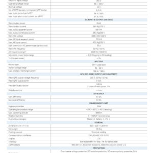 Datasheet Solax Hybrid 8kW X1-RENO-8.0-LV