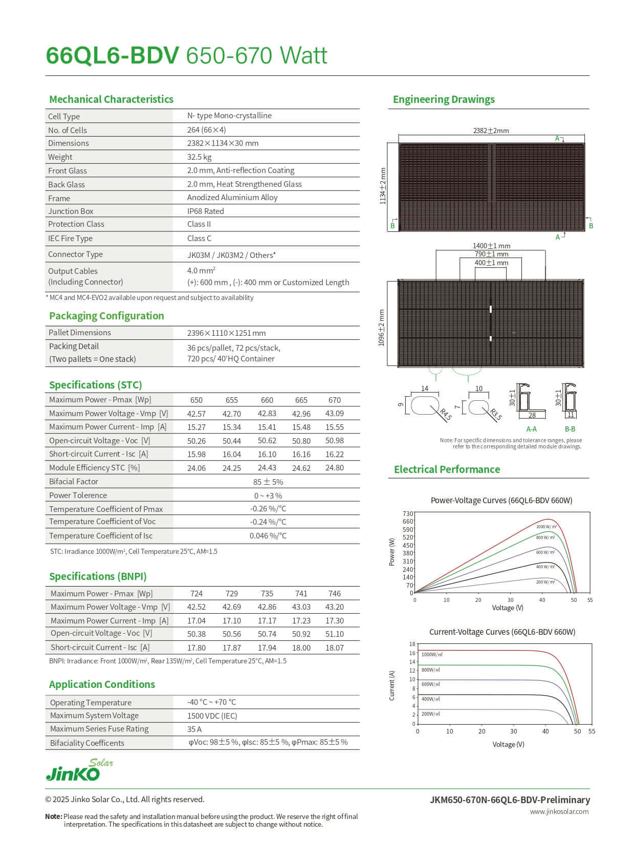 Datasheet Jinko 670W JKM670N-66QL6-BDV